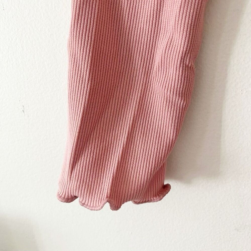 Halara Stunning Maxi Dress with Flare Hem Ribbed Lettuce Edge Long Sleeve S NWT - Picture 8 of 15